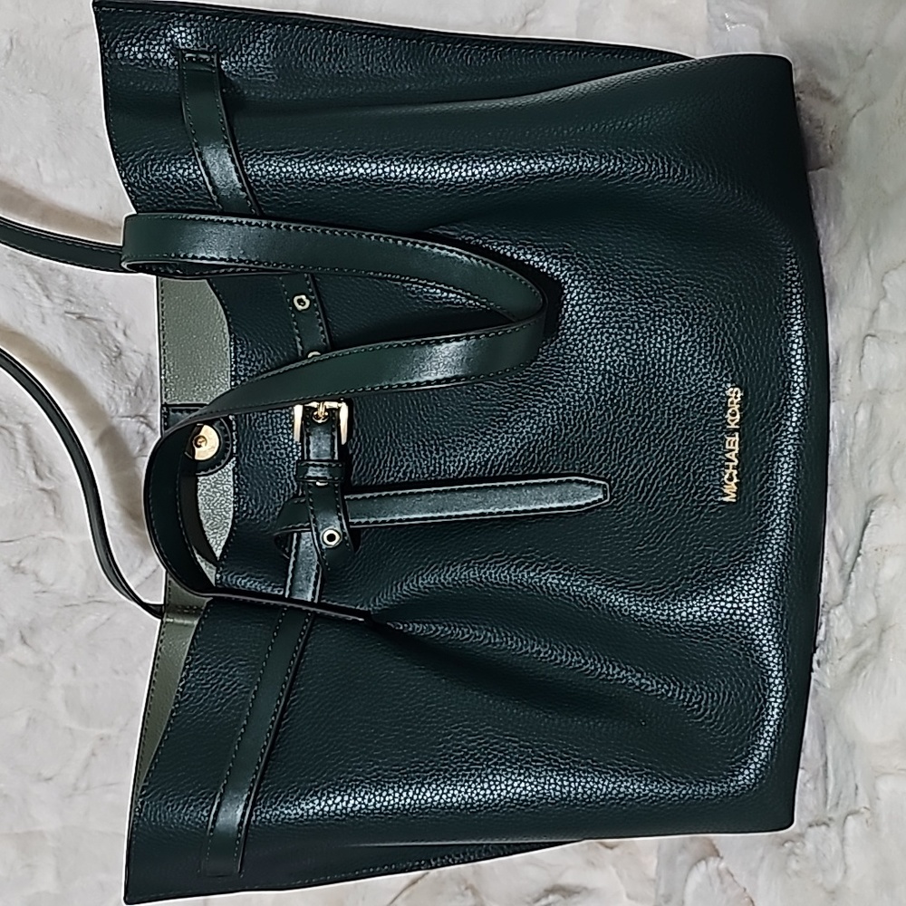 Michael Kors Emilia Leather Large Tote- Racing green